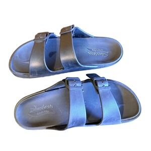 Skechers Arch Fit Foamies Sandals Womens 10 Black Excellent Dual Strap Slides